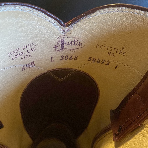 Justin Leather Boots. Burgundy Brown-Red. Soft Leather. Size 6.5B - Picture 4 of 5